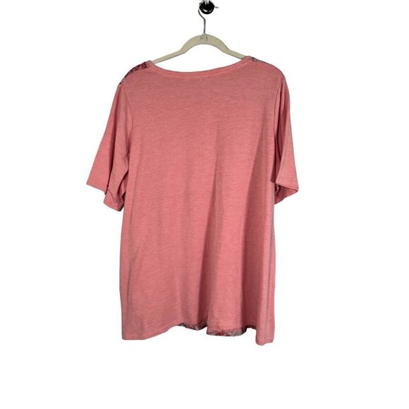 Logo by Lori Goldstein Women Top Size 2X Pink Round Neck Floral Embroidery Plus - Picture 3 of 11